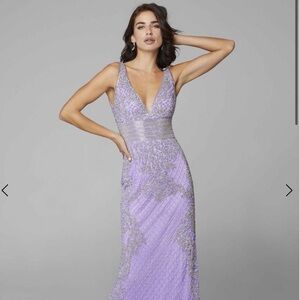 Primavera Couture Lavender and Silver Prom Dress
